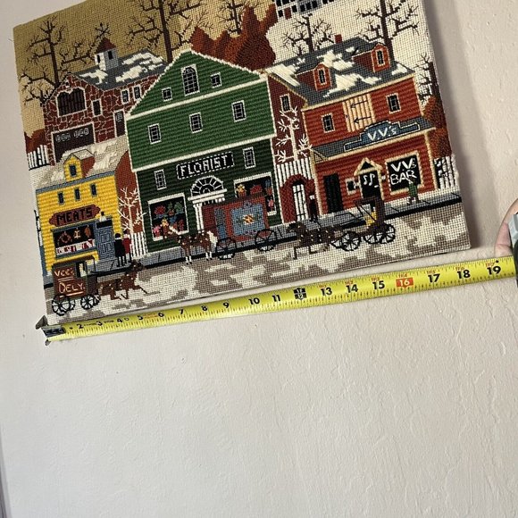 Vintage 1984 Main Street Store Front Needlepoint Handmade Cross Stitch Completed - Picture 15 of 16